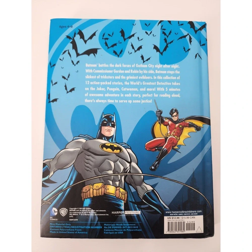 5-Minute Batman Stories Hardcover DC Comics 12 Action-Packed Adventures Book‎